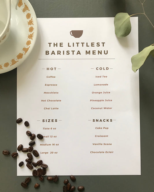 Barista Menu PDF (Free Printable)